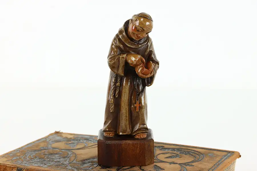 Main image of Hand Carved Wood Figure, Sculpture of Franciscan Monk with Bible, Toriart