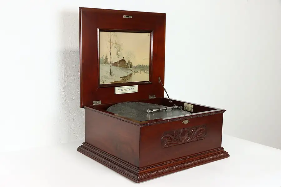 Main image of Victorian Olympia Antique Mahogany Music Box, 2 Disks