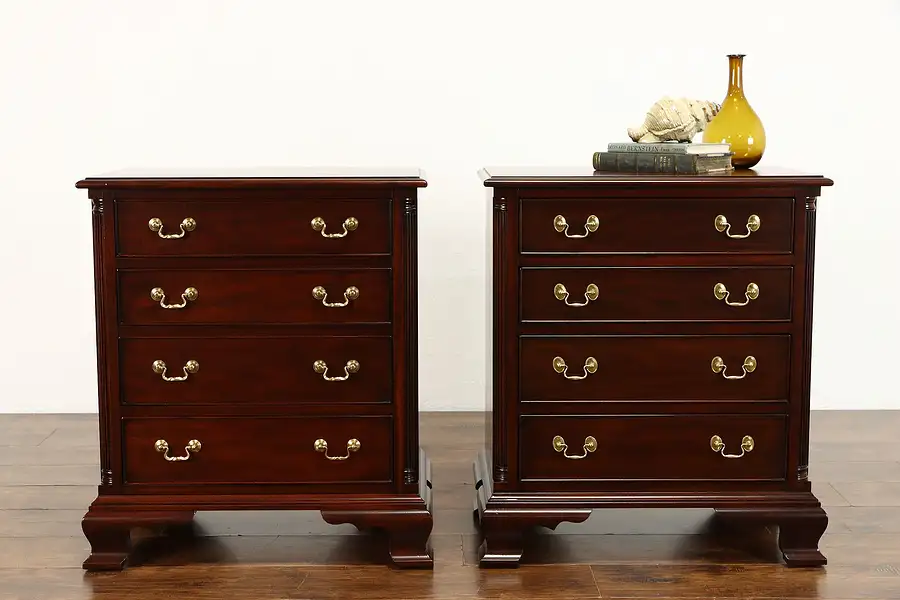 Main image of Pair of Mahogany Nightstands, End or Lamp Tables, Chests, Henkel Harris