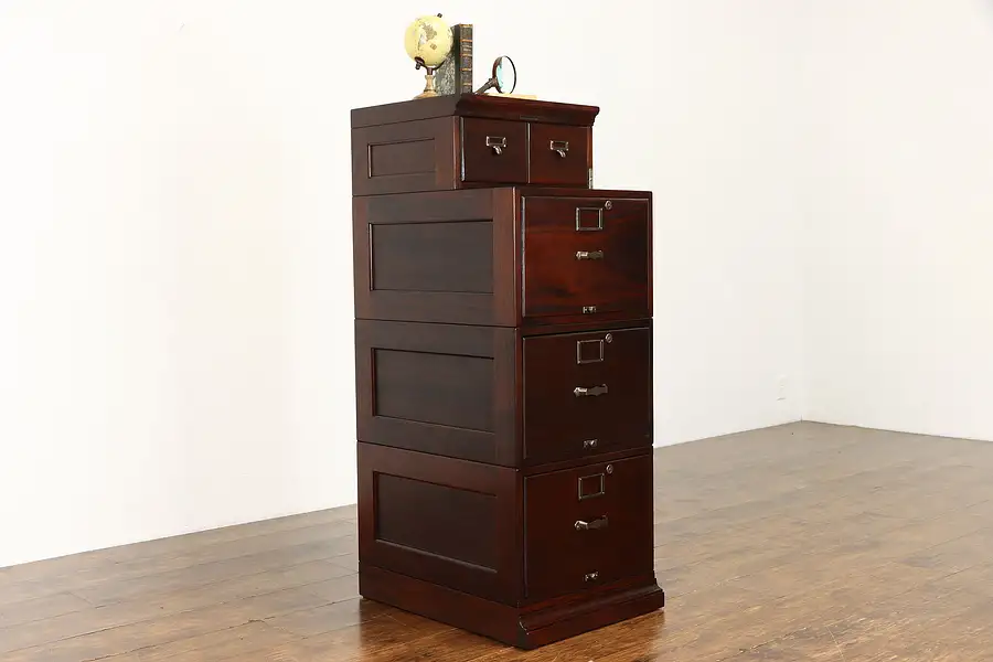 Main image of Mahogany Stacking Antique Legal or Letter Office or Library File Cabinet