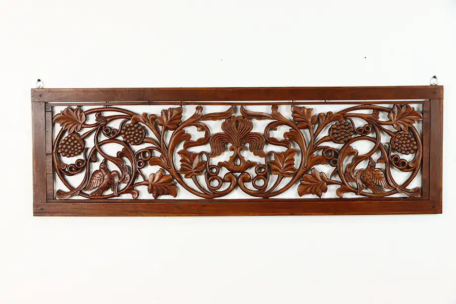 Main image of Carved Asian Vintage Architectural Relief Panel or Screen, Birds