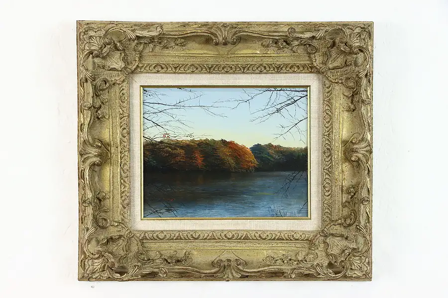 Main image of October Afternoon Original Vintage Oil Painting Robert Hamblen, 17"