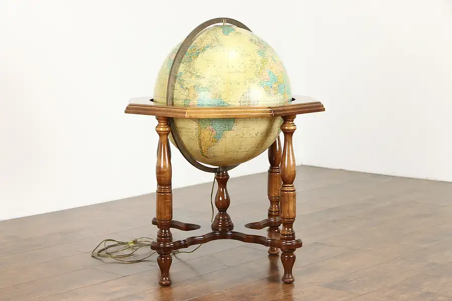 Main image of Replogle Heirloom Vintage 20" Globe, Lighted, Maple Floor Stand