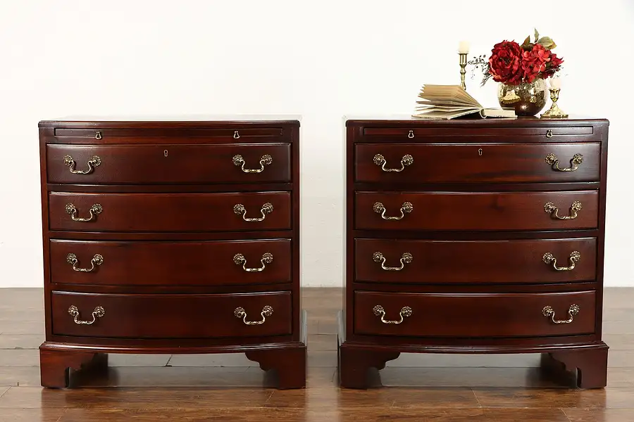 Main image of Pair Vintage Mahogany Small Chests, Nightstands, End Tables Link Taylor