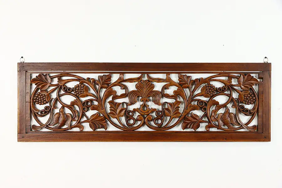 Main image of Carved Asian Vintage Architectural Relief Panel or Screen, Birds