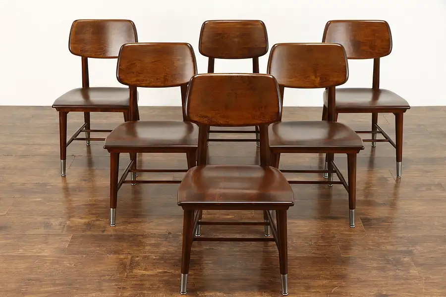 Main image of Midcentury Modern Set of 6 Vintage Dining, Office, Chairs Sjöström