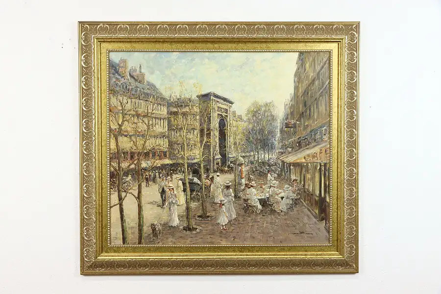 Main image of Paris Street Scene Original Vintage Oil Painting, Jurgen Gunter 40"