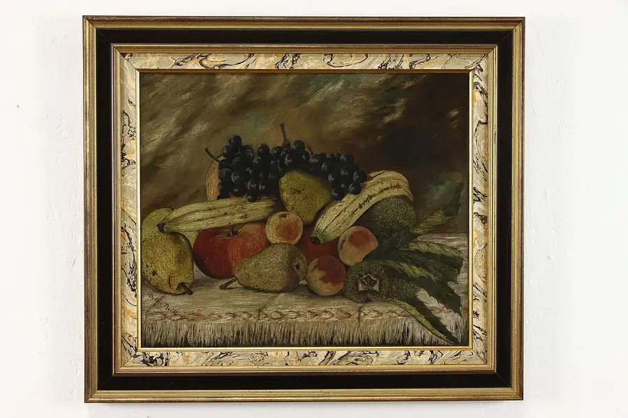 Main image of Fruit Still Life Original Vintage Oil Painting, Dollie Neill 24.5"