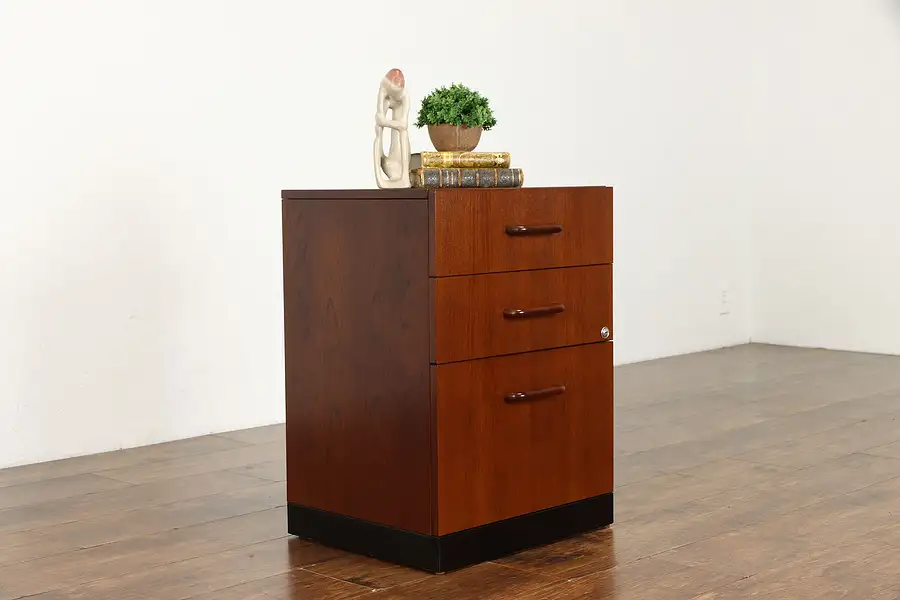 Main image of Midcentury Modern Vintage Teak 3 Drawer File Cabinet, End Table, Denmark