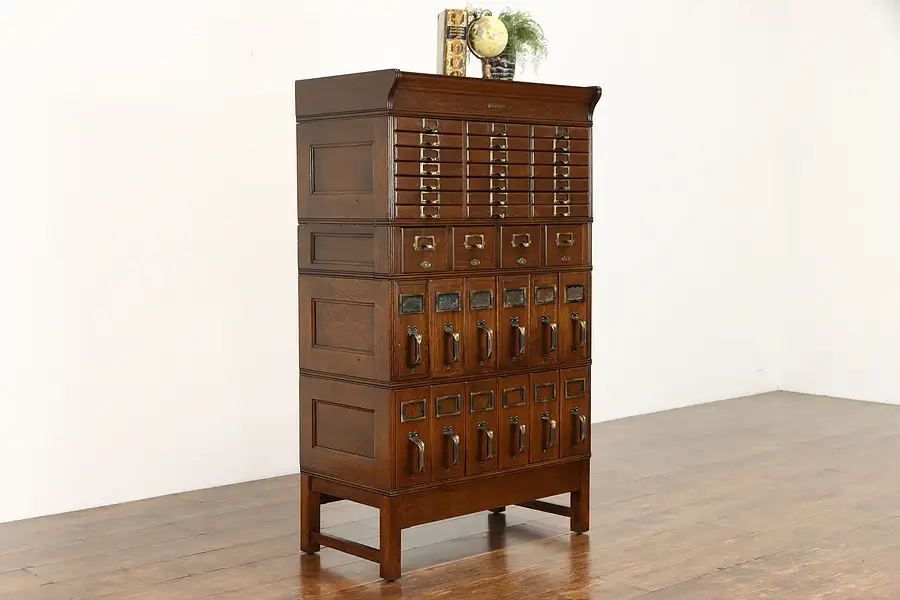 Main image of Arts & Crafts Mission Oak Antique 30 Drawer Office File Cabinet, Yawman