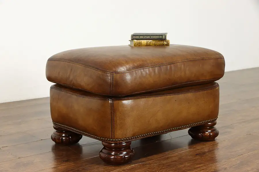 Main image of Traditional Leather Vintage Ottoman, Stool or Bench, Secret Compartment