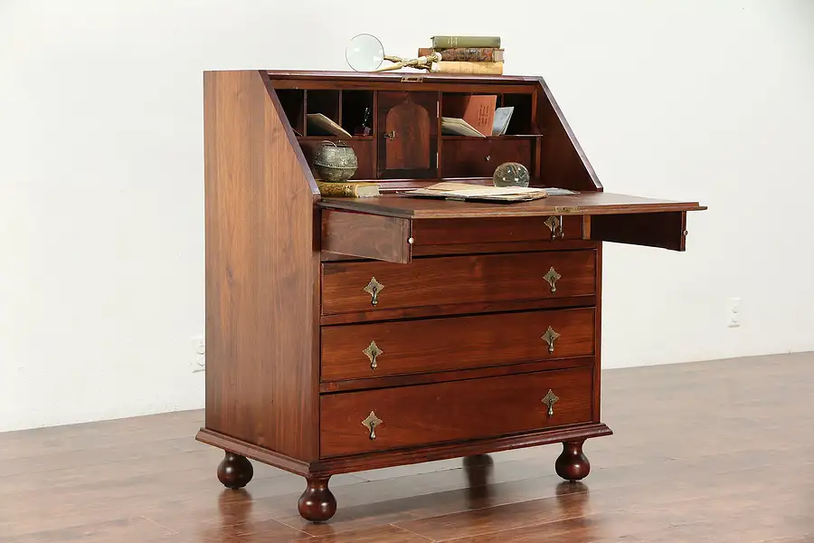 Main image of Vintage Walnut Hand Made Replica of 1750 Georgian Secretary Desk