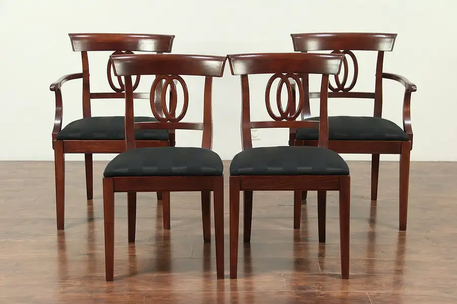 Main image of Set of 4 Vintage Dining or Game Chairs, New Upholstery, Signed Drexel