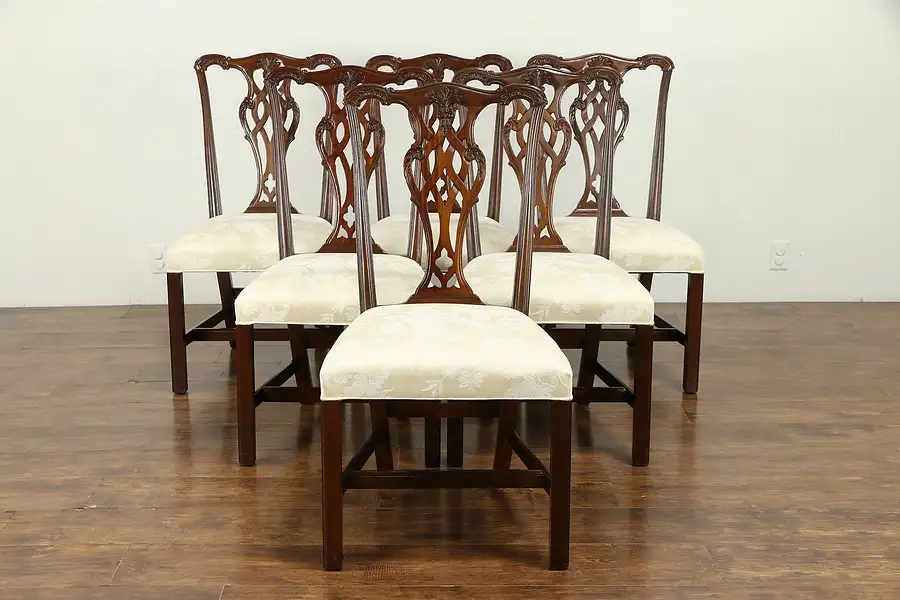 Main image of Georgian Style Set of 6 Vintage Mahogany Dining Chairs, Ethan Allen