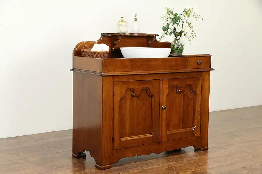 Main image of Cherry Antique Dry Sink, Vessel Sink Vanity, Changing Table