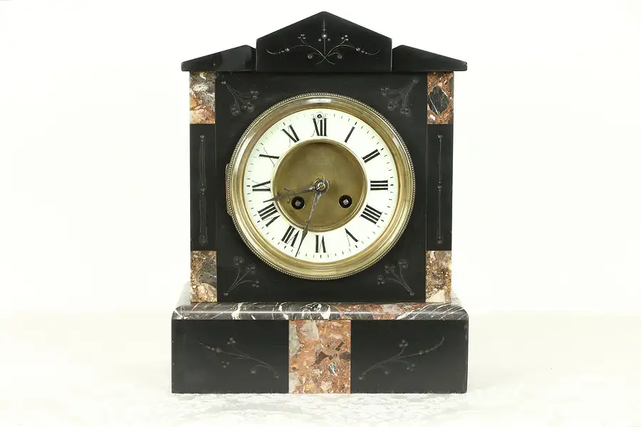 Main image of French Antique 1880 Classical Marble Mantel Clock