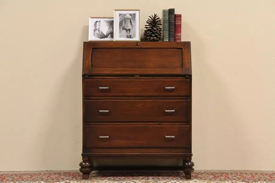 Main image of Art Deco Oak Antique 1925 Secretary Desk