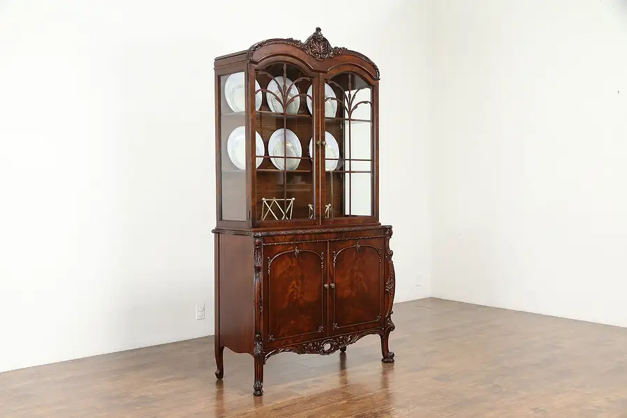 Main image of Carved Vintage China or Curio Display Cabinet, Romweber