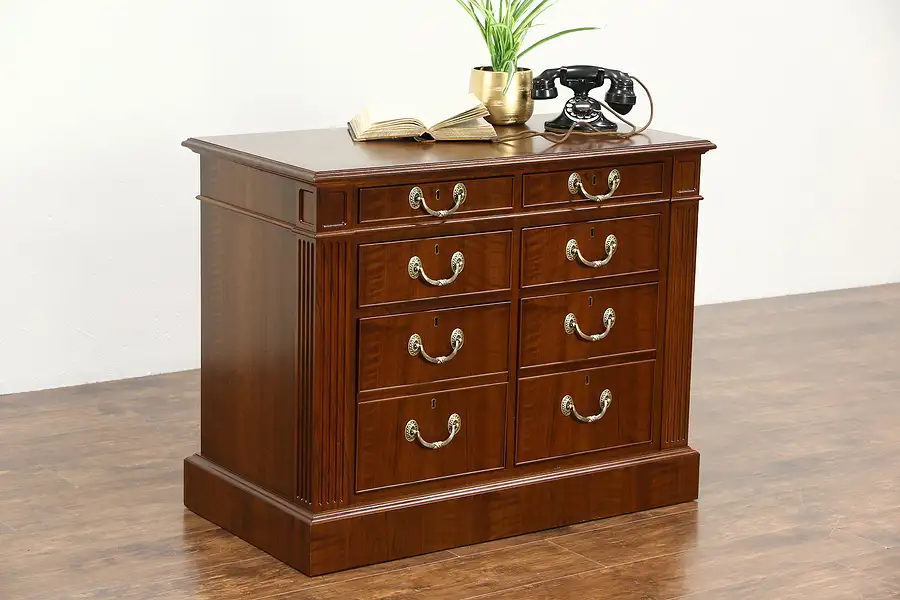 Main image of Custom Walnut 6 Drawer Lateral Executive Vintage Office File Cabinet