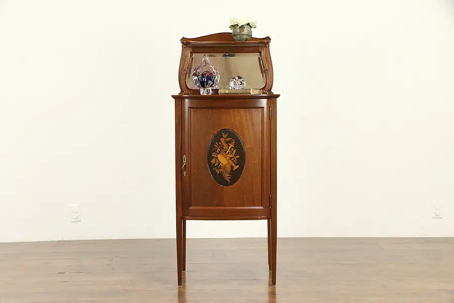 Main image of Mahogany Antique Music File Cabinet, Musical Marquetry Panel