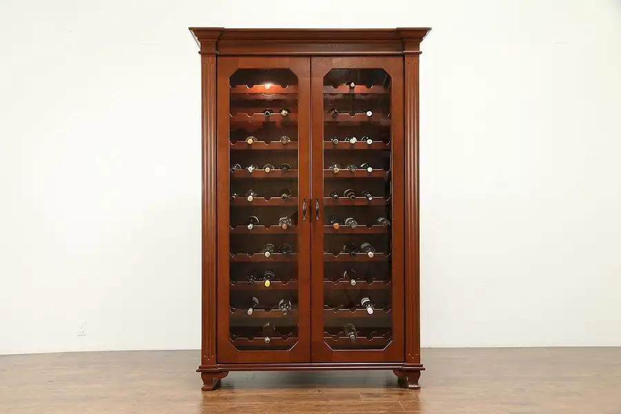 Main image of Cherry Lighted 100 Bottle Wine Cabinet, Morgan Design, Holland MI