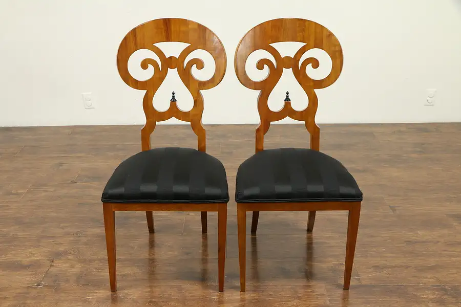 Main image of Pair of Vintage Italian Biedermeier or Empire Chairs, New Upholstery