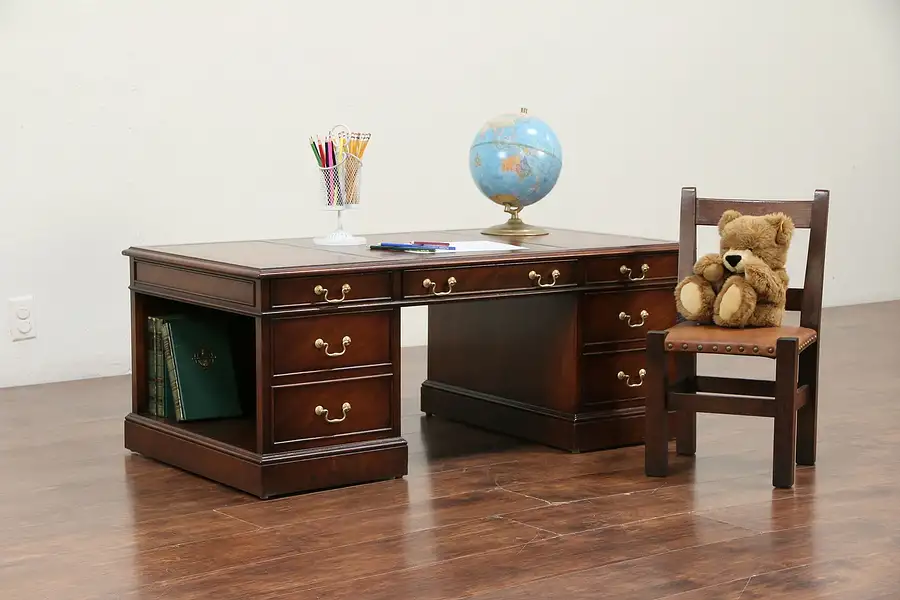 Main image of Miniature Desk Leather Top Vintage Coffee or Cocktail Table, Sligh