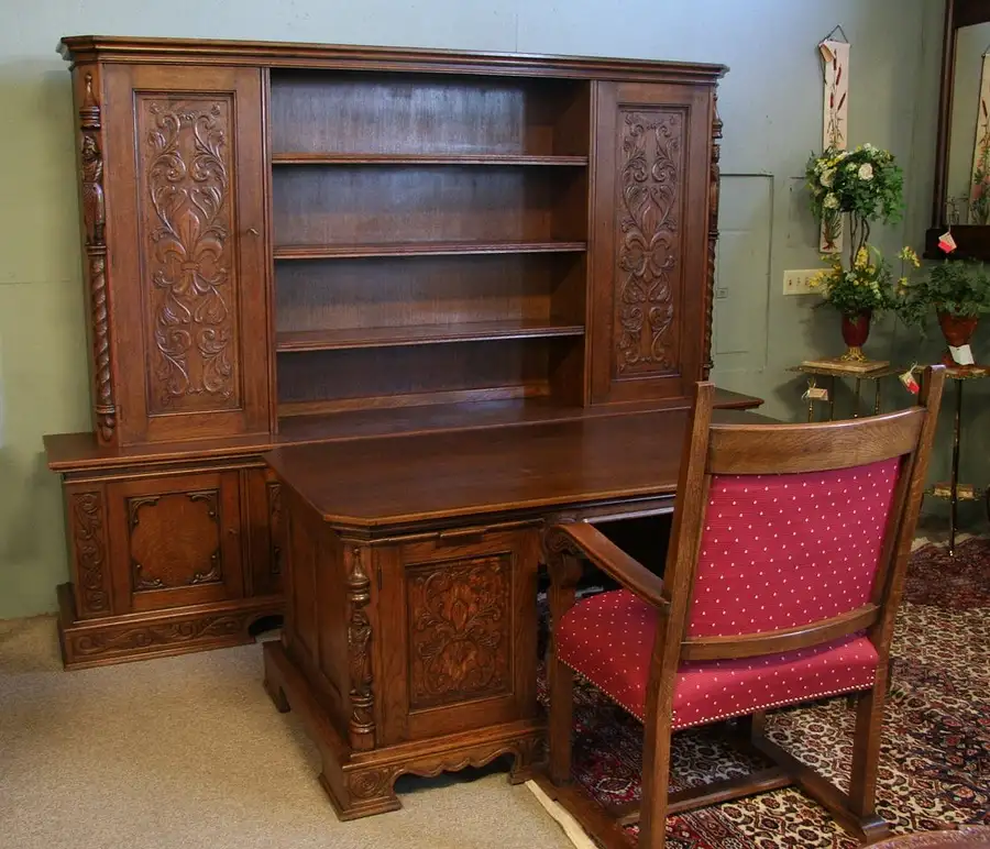 Main image of Oak Library or Office 3 Piece Set with 9' Bookcase