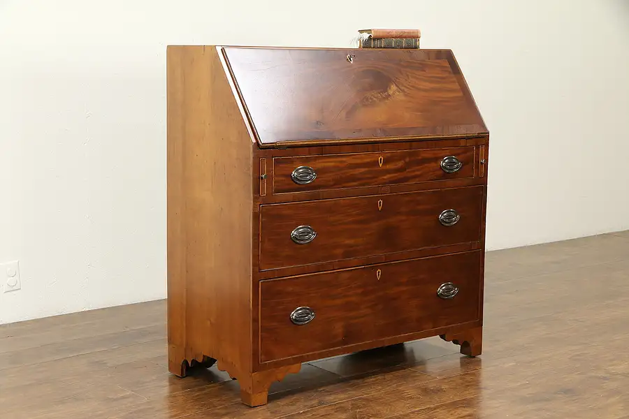 Main image of Georgian Antique 1790 Cherry & Mahogany Secretary Desk, Secret Drawers