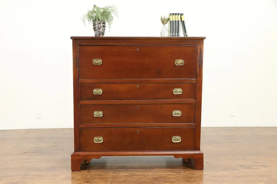 Main image of Cherry Antique 1830 Chest, Secret Pull Out Butler Secretary Desk