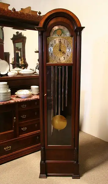 Main image of Tall Case Grandfather Clock, Tubular Chime Revere