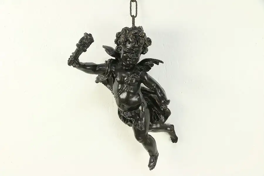 Main image of Victorian Antique 15" Hanging Statue of Cupid 1880 Sculpture