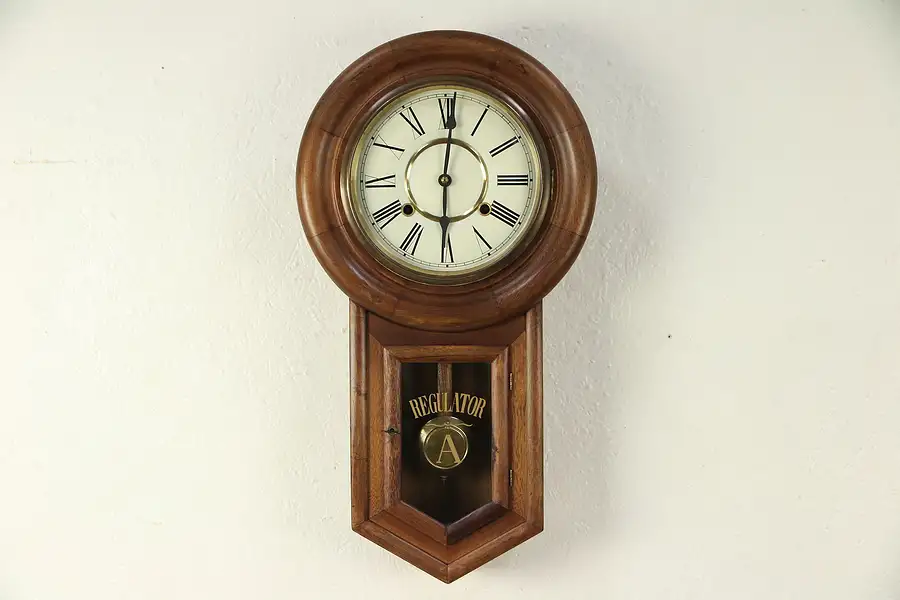 Main image of Victorian Style Vintage Mahogany School House Wall Clock