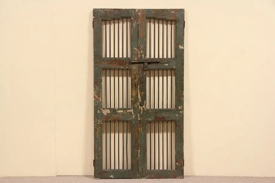 Main image of Pair of 1890 Jail Cell Doors with Bars, Nice for Wine Cellar