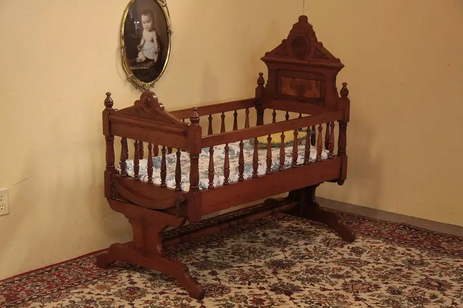 Main image of Victorian Renaissance Antique Baby Cradle or Crib