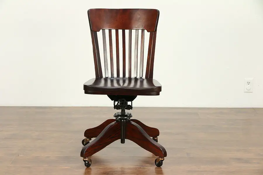 Main image of Oak & Birch Antique Swivel Adjustable Office or Library Desk Chair