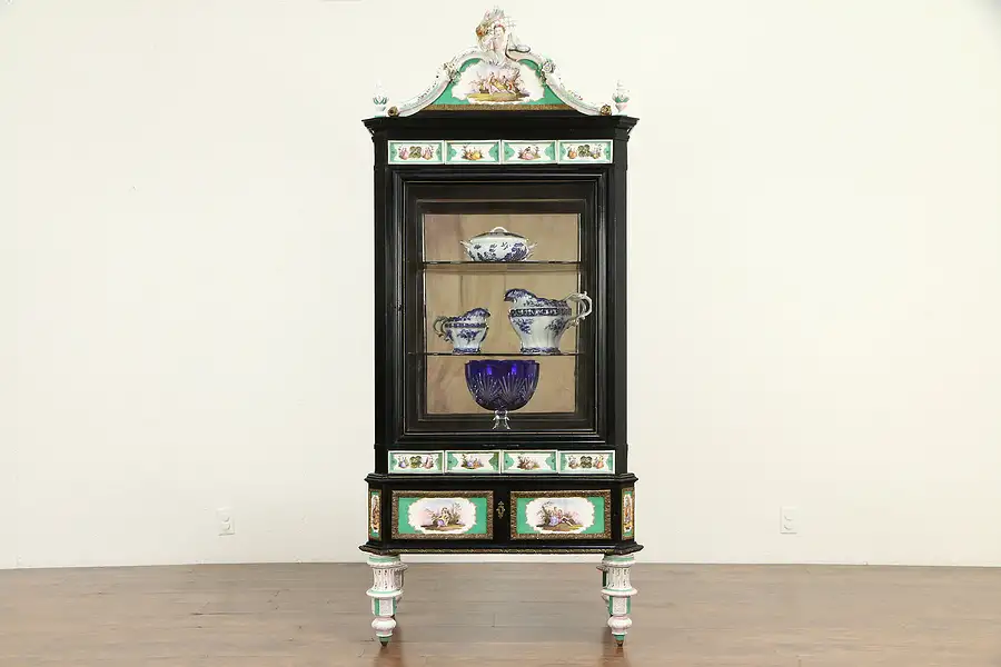 Main image of Cabinet of Curiosities Curio Cabinet or Vitrine, Meissen Porcelain Mounts