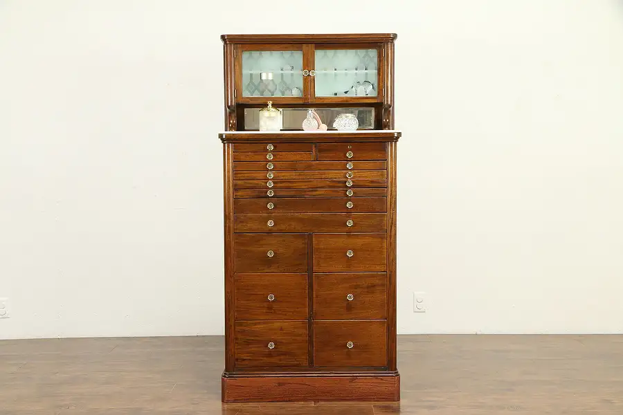 Main image of Mahogany Antique Dental Cabinet, 15 Drawers, Jewelry, Collector