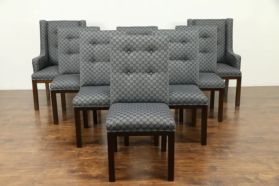 Main image of Set of 8 Vintage Dining Chairs, Newly Upholstered, John Widdicomb 1990