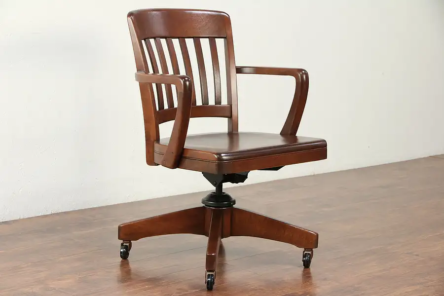 Main image of Swivel Adjustable 1940's Vintage Birch Desk Chair