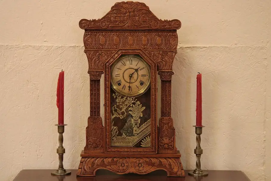 Main image of Victorian Gilbert Steamer Oak Clock