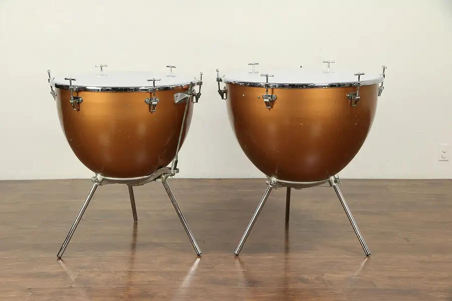 Main image of Pair of Timpani Kettle Drums Signed Ludwig 26 & 29