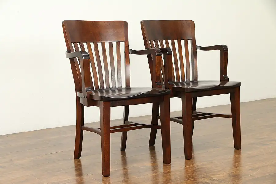 Main image of Pair of Antique 1910 Banker, Office or Library Chairs