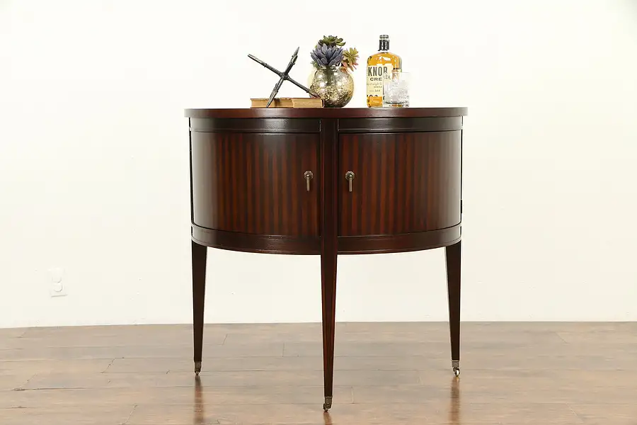 Main image of Demilune Half Round Vintage Hall Console Cabinet, Sunburst Top