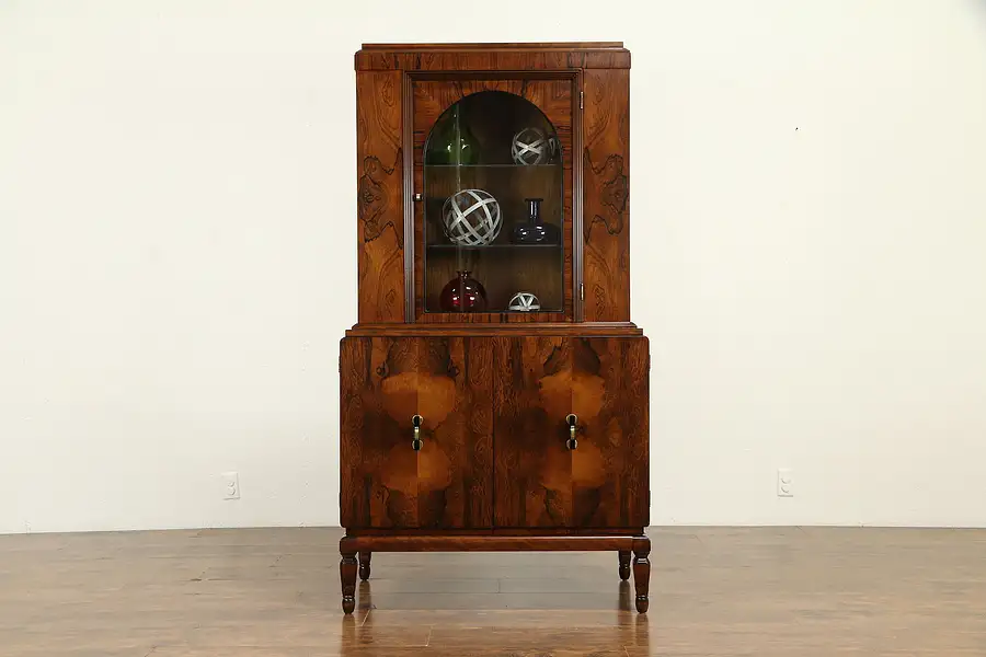 Main image of French Art Deco Antique Rosewood China Display or Bar Cabinet