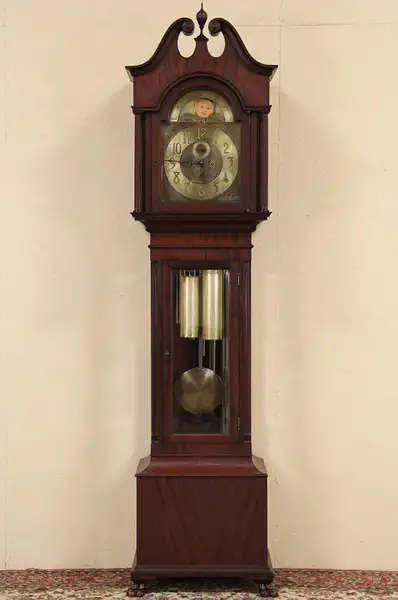 Main image of Colonial Long or Tall Case Grandfather Clock, Tubular Chimes