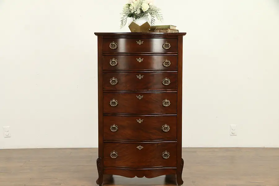 Main image of Victorian Antique Curly Tiger Maple Lingerie or Collector Chest