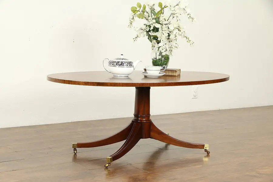 Main image of Traditional Oval Banded Mahogany Vintage Coffee Table, Ethan Allen