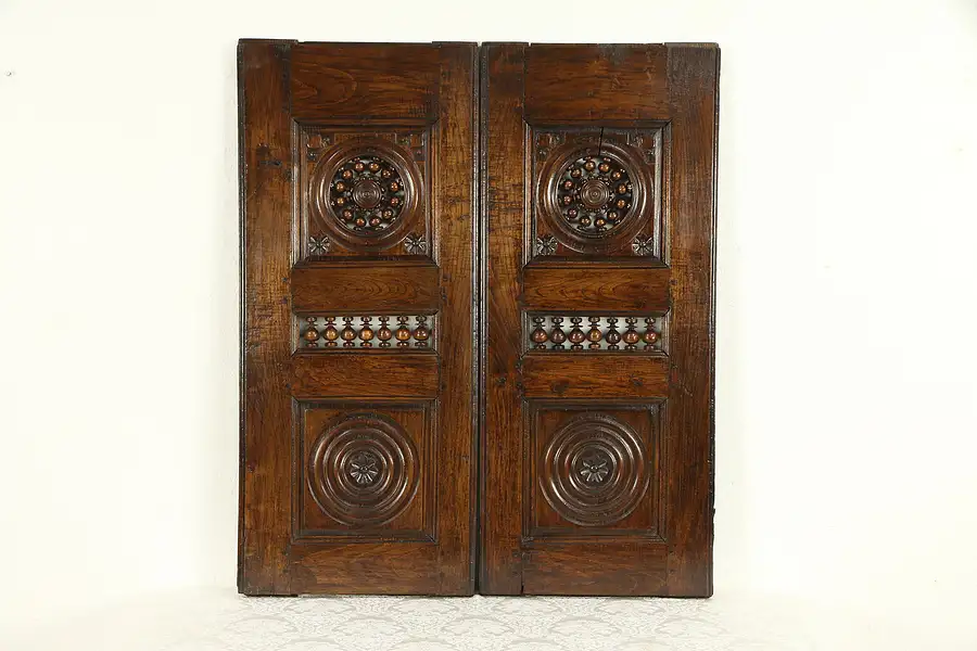 Main image of Pair Architectural Salvage Brittany French Chestnut Panels or Doors