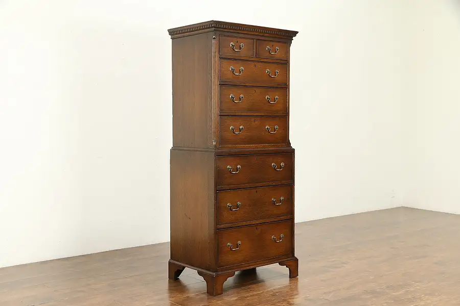 Main image of Oak Antique English Chest on Chest or Highboy